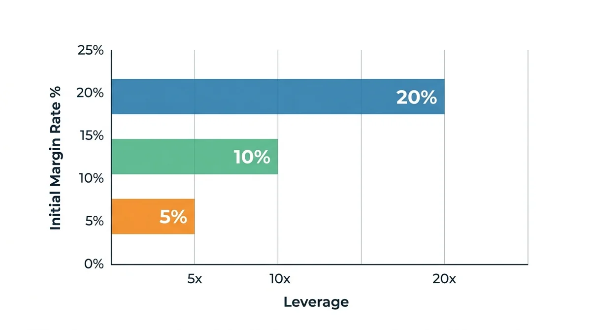 Wide 16:9 horizontal bar chart, main chart centered and fully visible, x-axis labeled Leverage, y-axis labeled Initial Margin