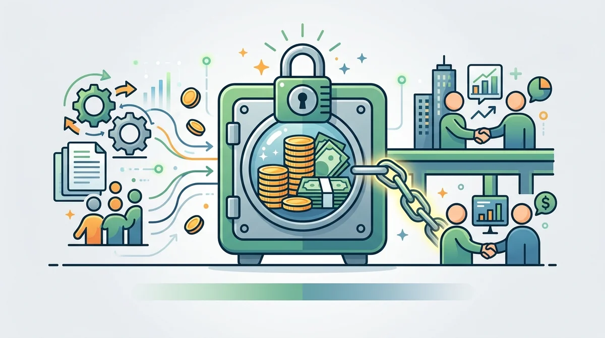 示意图:保证金作为担保资金的概念图标,展示资金被锁定用于担保交易