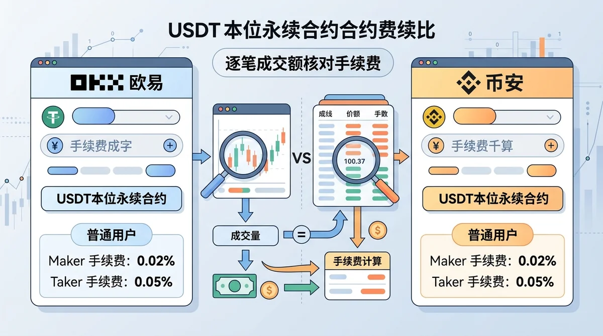 欧易与币安合约费率对比2026：如何用成交额核对Maker与Taker扣费