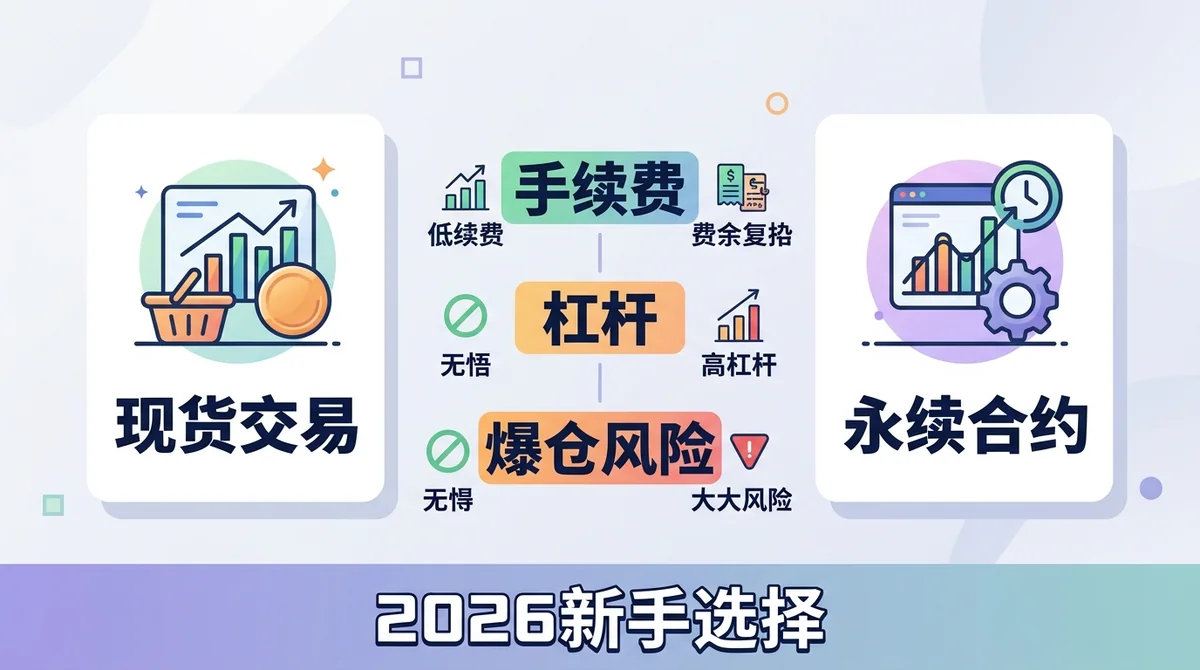 现货和永续合约有什么区别？2026年新手选择：手续费、杠杆与爆仓风险对比